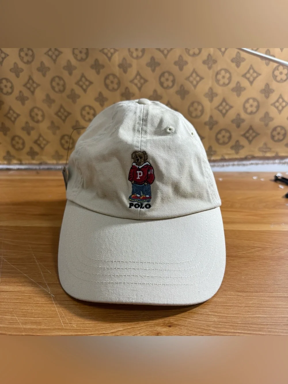 Polo by Ralph Lauren Khaki Bear Patch Baseball Cap
